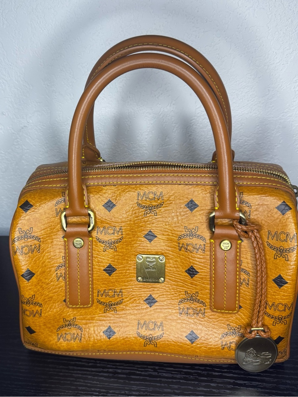 MCM Cognac Visetos Monogram Satchel - Cognac Brown